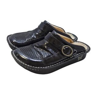 Alegria Seville SEV-711 Black Dazzler Leather Clogs Nursing Shoes EU 37 US 7-7.5